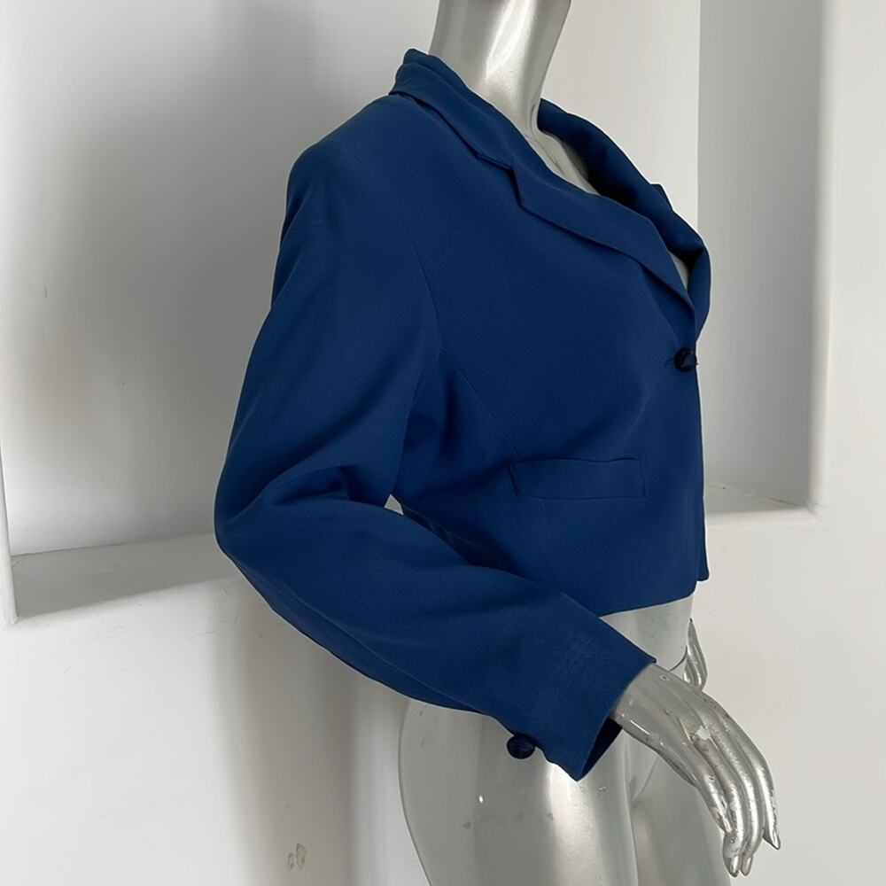 Vertigo Pour La Ville Blue Lace-up Back Cropped Jacket Size L - Picture 5 of 10